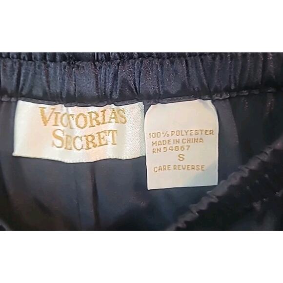 VTG Victorias Secret Elastic Pull On Waist Wide Leg Black Size Small - Picture 2 of 7